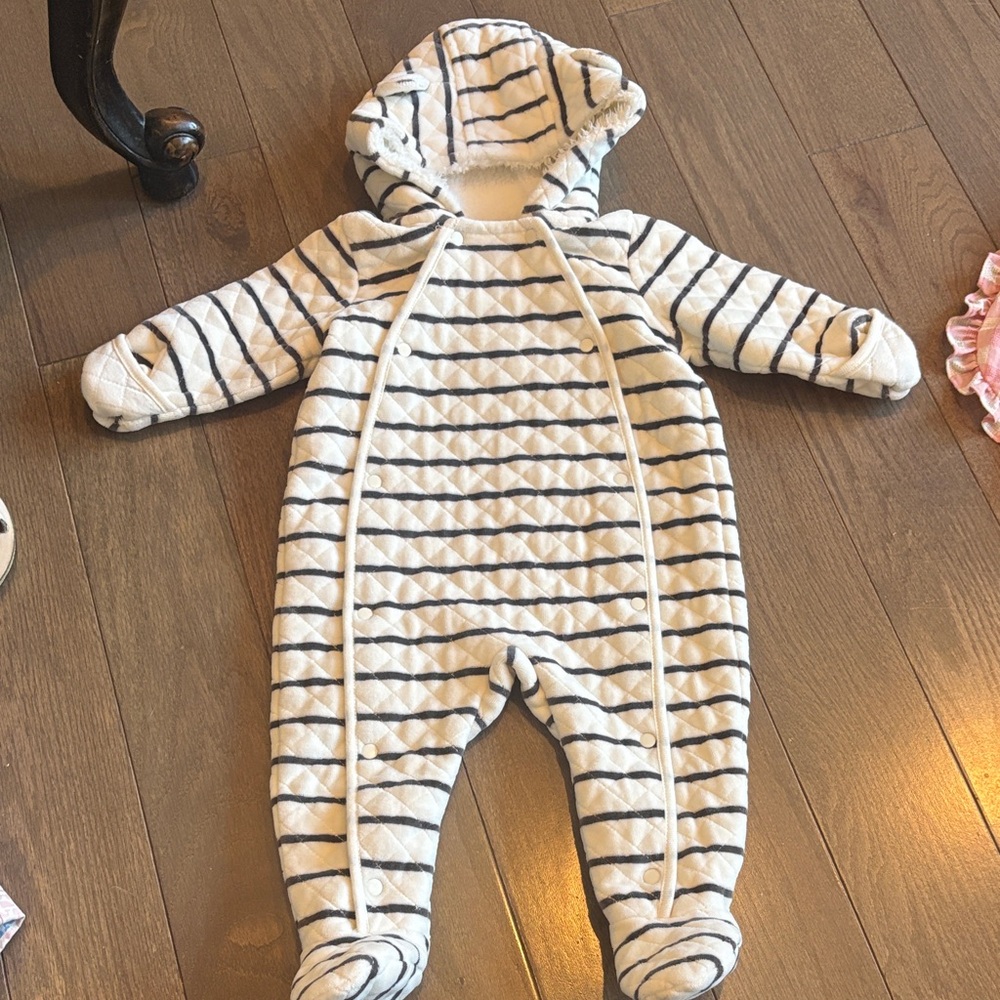 Nordstrom Navy and White Striped Hooded Footie
